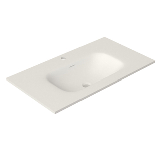 Saniclass Meuble lavabo - 81x46x1.2cm - trop-plein - 1 lavabo au centre - 1 trou de robinet - solid surface blanche mate