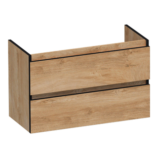 BRAUER Joy Edge meuble sous lavabo peu profond 80 2 tiroirs softclose - sans poignée - 1 découpe pour le siphon - Forest Tan