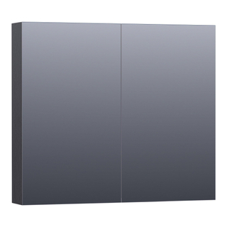 BRAUER Plain Spiegelkast - 80x70x15cm - 2 links/rechtsdraaiende spiegeldeuren - MFC - black wood