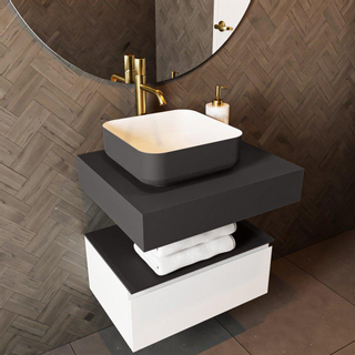 Mondiaz TOP 51 Plan sous vasque - 50x51x12cm - compatible comme plan de meuble - solid surface - Dark Grey