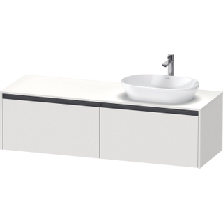 Duravit ketho 2 meuble sous lavabo avec plaque console et 2 tiroirs pour lavabo à droite 160x55x45.9cm avec poignées blanc anthracite mat