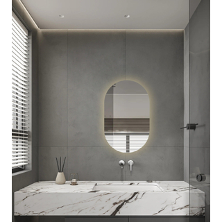 Adema Shine Miroir led salle de bain - 50x80cm - Ovale - horizontale/verticale - éclairage LED indirect - chauffe miroir - infrarouge