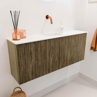 Mondiaz JOYA 100cm toiletmeubel - kleur Dusk - Wastafel FAYE positie Midden Zonder kraangat kleur Talc.