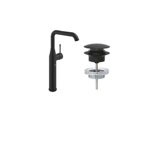 Grohe Essence Wastafelkraan - xl-size - hoog - afvoergarnituur - push up - phantom black