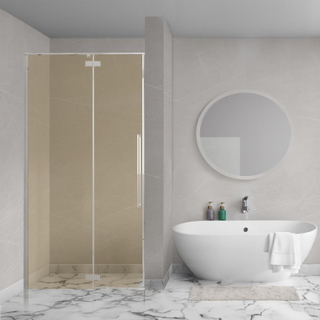 Aqua Vista Oria Linea nisdeur - 100x200cm - incl. montageset - champagne glas - Chroom
