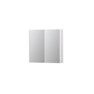 INK SPK2 Spiegelkast - 80x14x74cm - 2 deuren - dubbelzijdige Spiegel - schakelaar en stopcontact - MDF lak wit hoogglans