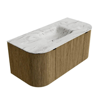 Mondiaz KURVE-DLUX Badkamermeubelset - 100x46x40cm - 1 lade - 2 deuren - wastafel solid surface - midden - 1 kraangat - Dusk