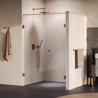 BRAUER Void Carving Porte de niche - 2 pièces - 130x200cm - porte battante murale 60cm - revêtement verre - réversible - verre clair - cuivre brossé PVD