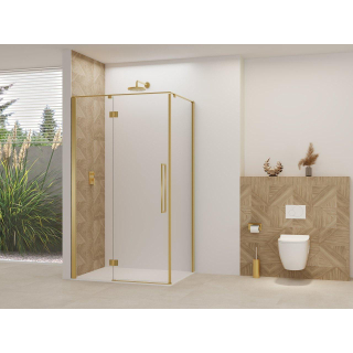 Van Rijn Products ST07 Deur tbv hoekcabine - 118x200cm - helder glas incl. stabilisatiestang - Messing Geborsteld