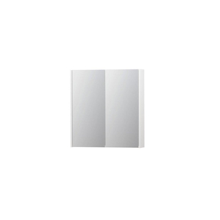INK Spiegelkast met 2 dubbelzijdige spiegeldeuren 70x15x73cm met softclose HPL Aluminium grijs OUTLET