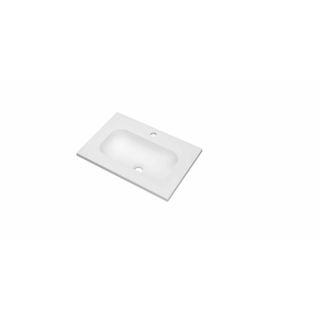INK Reflekt lavabo - 60x40x1.5cm polystone central avec 1 trou de robinet - mat blanc