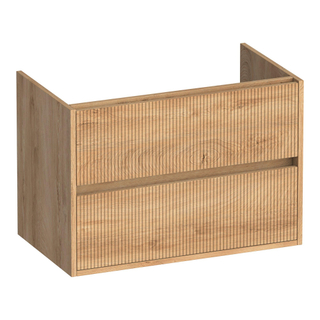 BRAUER Adore Wavy wastafelonderkast 80 2 softclose lades - greeploos - 1 sifon uitsparing - Forest Tan
