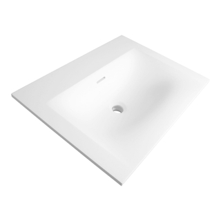 BRAUER Glacier wastafel - 60x46x2cm - 1 wasbak - 0 kraangaten- fine stone - mat wit