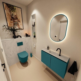MONDIAZ TURE-DLUX Meuble toilette - 80cm - Smag - EDEN - vasque Opalo - position centrale - 1 trou de robinet