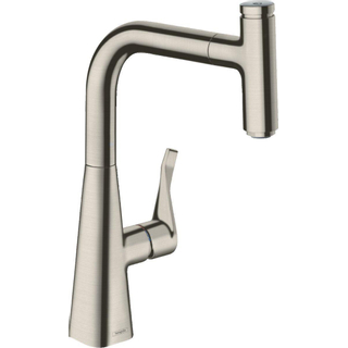 Hansgrohe Metris Select keukenkraan 240 met uittrekbare 150° draaibare uitloop m. Select knop v. pauzefunctie RVS look