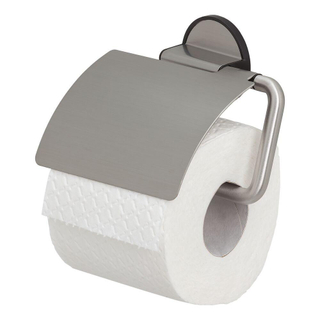 Tiger Tune Toiletrolhouder - met klep - zelfklevend - geborsteld RVS/zwart