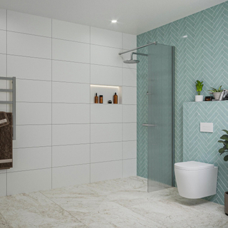 FugaFlow Eccelente Vetro inloopdouche badkamer - 50x200cm - ribbelglas - wandarm - chroom