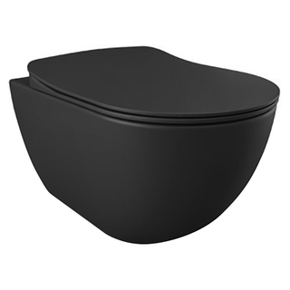 Creavit Hangend Toiletset - 35.3x51cm - spoelrandloos - met zitting - mat antraciet