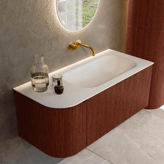 Mondiaz KURVE Badkamermeubelset - 105x46x40cm - 1 lade - 1 deur - wastafel solid surface - rechts - zonder kraangat - Ruby