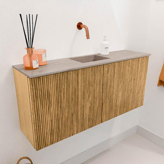 Mondiaz JOYA-DLUX 90cm meuble de salle de bains - couleur Oak - Vasque FAYE position Milieu Sans trou de robinet couleur Saba.