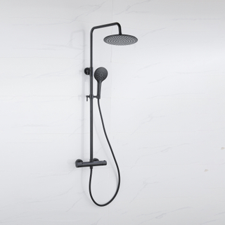 FugaFlow Eccelente Acces Regendoucheset - thermostatisch - 25cm hoofddouche - gladde slang - ronde handdouche - mat zwart