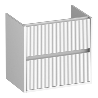 BRAUER Adore Wavy meuble sous lavabo peu profond 60 2 tiroirs softclose - sans poignée - 1 découpe pour le siphon - blanc mat