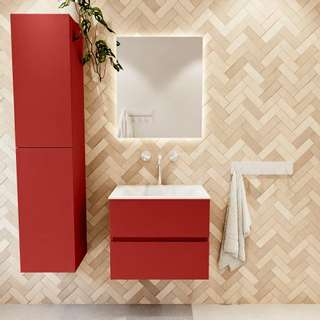 Mondiaz VICA Ensemble de meuble de salle de bain - 60cm - meuble sous-vasque fire - 2 tiroirs - lavabo cloud milieu - 1 trou de robinet - version haute de 60cm - talc