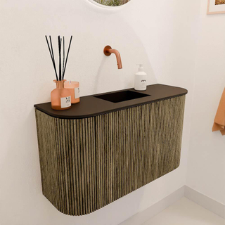 Mondiaz JOYA 73.2cm toiletmeubel - ronding links en rechts kleur Dusk - Wastafel FAYE positie Midden Zonder kraangat kleur Urban.