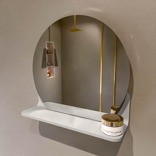 Mondiaz SPOT Badkamerspiegel - rond 40cm - spiegelplanchet - kleur Linen