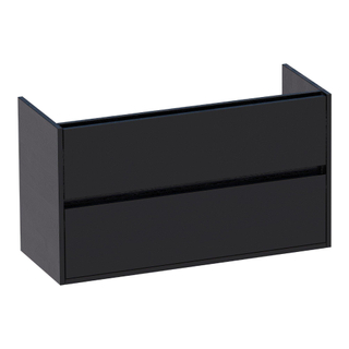 Saniclass Nexxt Small meuble sous lavabo 99x39.1x55 sans poignée 2 tiroirs avec softclose MFC Black Wood