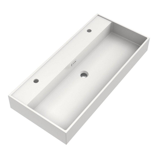 BRAUER Trust Ensemble de meuble - 100x52x46cm - 2 tiroirs - softclose - avec poignée - inox gunmetal brossé - lavabo en marbre minéral - 2 trous de robinet - blanc satiné - sunlit
