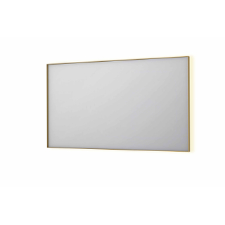 INK SP32 spiegel - 140x4x80cm rechthoek in stalen kader incl indir LED - verwarming - color changing - dimbaar en schakelaar - geborsteld mat goud