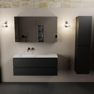 Mondiaz AIVY Ensemble de meuble - 120x45x50cm - 0 trous de robinet - 1 vasque Urban Solid surface - Gauche - 2 tiroirs - avec armoire de toilette - MDF Urban