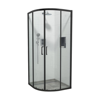 FugaFlow Boutry Quick Fit Douchecabine - kwartrond - 90x90x195cm - helder glas - anti kalk - mat zwart