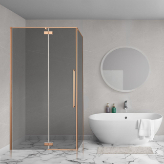 Aqua Vista Oria Cuadra Paroi latérale - 80x200cm - avec kit de montage - pour cabine de douche - verre fumé - cuivre brossé