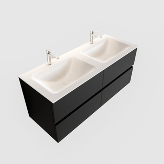 MONDIAZ VICA Ensemble de meuble salle de bain - 120cm - 4 tiroirs - lavabo Cloud double - 2 trous de robinet - solid surface urban
