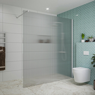 FugaFlow Eccelente Vetro Douche à l'italienne - 180x200cm - verre nervuré - Blanc mat