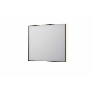INK SP32 spiegel - 90x4x80cm rechthoek in stalen kader incl indir LED - verwarming - color changing - dimbaar en schakelaar - geborsteld metal black