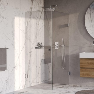 BRAUER Void Carving Cabine de douche - 80x120x200cm - porte battante - revêtement de verre - réversible - verre clair - Chrome