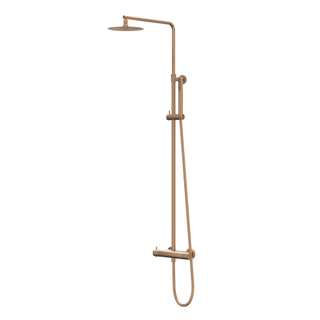 IVY Bond Ensemble de douche pluie - mural - pomme de douche medium 20 cm - douchette 3 jets - Cuivre brossé mat PVD