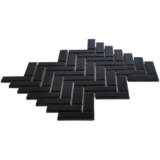 The Mosaic Factory Paris mozaïektegel - 24.7x31.8cm - wandtegel - Rechthoek - Porselein Black Glans