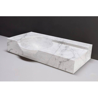 Forzalaqua Laguna Lavabo 80x40x12cm rectangulaire 1 vasque 1 trou de robinet marbre Carrara poli