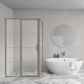Aqua Vista Triple Draaideur met vast deel - 90x200 cm - 8mm - helder glas - onderdeel hoekcabine - gunmetal (antraciet)