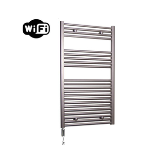 Sanicare HVW Elektrische Radiator - 111.8x60cm - 730W - wifi - thermostaat - chroom - linksonder - inox look (zilver)