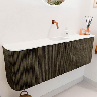 Mondiaz JOYA 123.2cm toiletmeubel - ronding links en rechts kleur Shadow - Wastafel FAYE positie Midden Zonder kraangat kleur Talc.