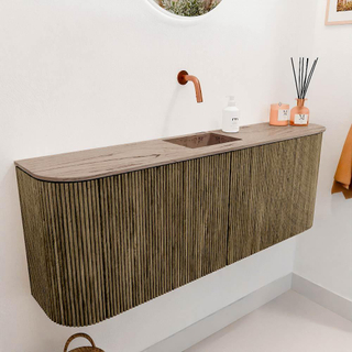 Mondiaz JOYA-DLUX Meuble de salle de bains 113,2cm - arrondis gauche et droite couleur Dusk - Vasque FAYE position Milieu Sans trou de robinet couleur Arena