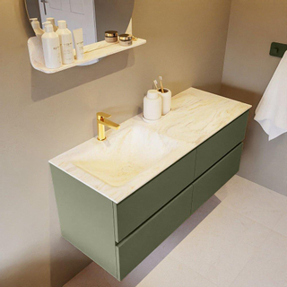 Mondiaz VICA-DLUX Ensemble de meuble de salle de bain - 120cm - meuble sous-vasque armée - 4 tiroirs - lavabo encastré nuage gauche - 1 trou de robinet - version haute de 60cm - ostra