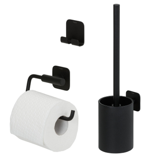 Tiger Colar Toiletaccessoireset Toiletborstel met houder Toiletrolhouder zonder klep Handdoekhaak – Zwart