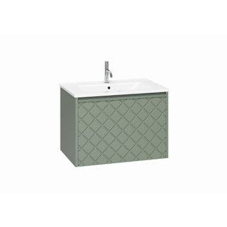 Crosswater Vergo ensemble de meubles de salle de bain - 69.8x47.6x45.5cm - 1 lavabo en céramique - 1 trou pour le robinet - 1 tiroir vert sauge