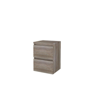 Basic-Line Start 46 ensemble de meubles de salle de bain 50x46cm sans poignée 2 tiroirs plan vasque mfc scotch oak